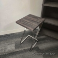 Grey Walnut Accent Side End Table w/ Chrome Base